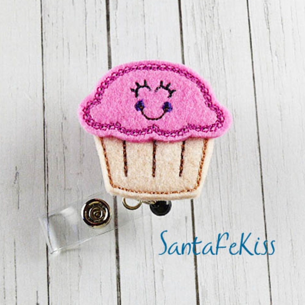 Cupcake HandCrafted Felt Badge Reel by SantaFeKiss